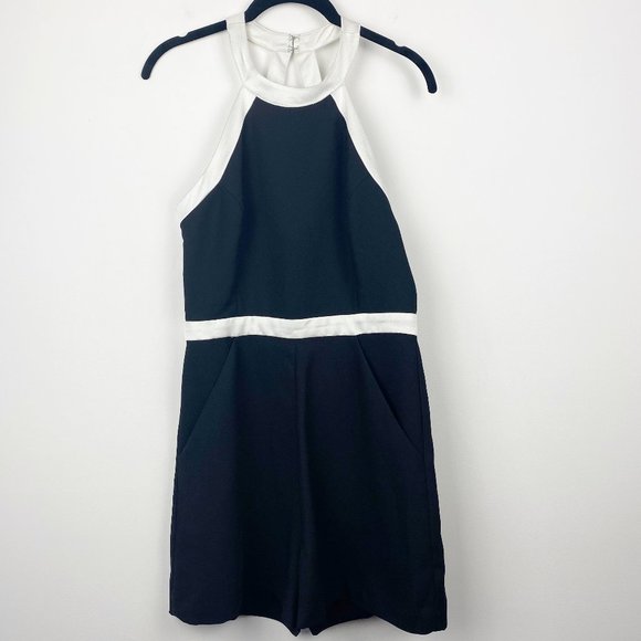 PARKER Black & White Sleeveless Strappy Shorts Romper Size Medium M - Picture 3 of 16